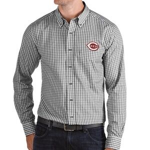 Antigua Cincinnati Reds Black/White Structure Button-Up Long Sleeve Shirt XL